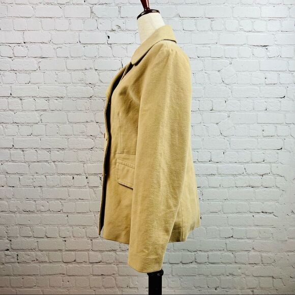 Y2K Gap Classic Tan Academia Blazer Double Breast Notch Collar Lined Jacket - Picture 11 of 14